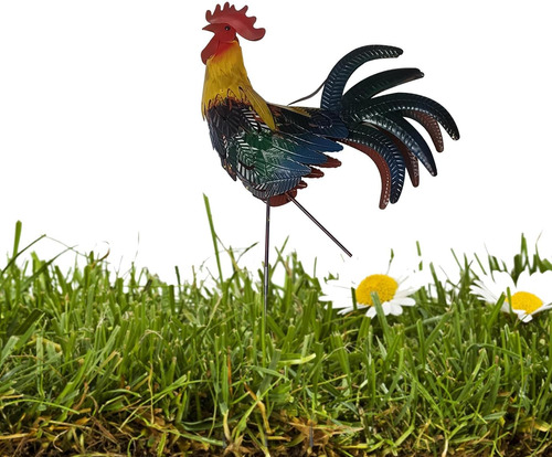2 Pcs Decorative Garden Stakes Rooster Decoration, Hen
