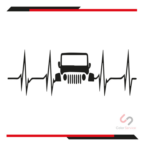 Calca Sticker Vector Latido Amor Por Jeeps 25x9cm 1pza