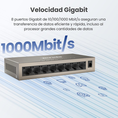 Tenda Teg1008m Switch De Red 8 Puertos Metálico Gigabit