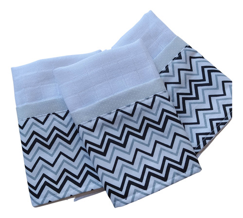 Kit 3 Fraldinhas De Boca Bebê Zigzag Pronta Entrega