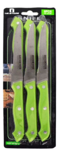 Set 6 Cuchillos De Acero Mango Acrílico Verde