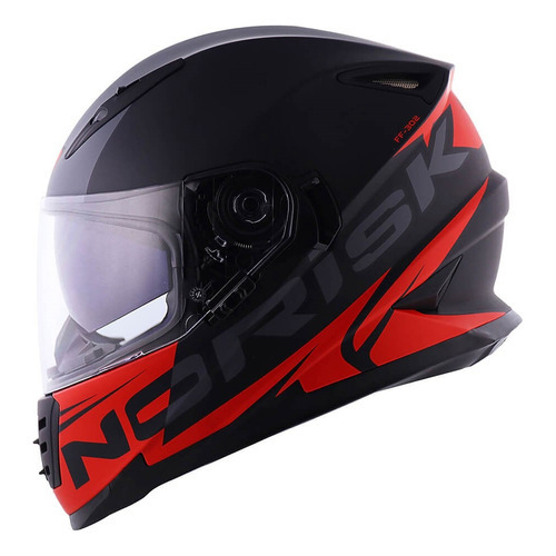 Capacete para moto Norisk  FF302 FF302  preto e vermelho brilhante manty tamanho 62 