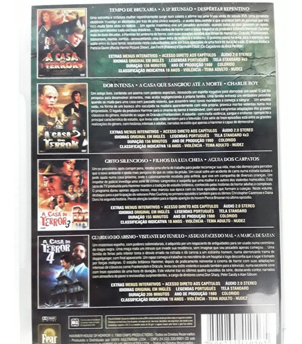 Dvd A Casa Do Terror - 4 Dvds ( Hammer ) Com Luva, Novo