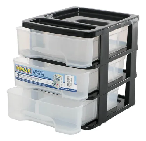 Caja Organizadora Pequeña De 3 Niveles Negro Rimax