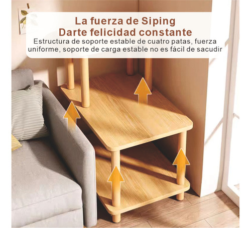 Mesa Auxiliar Madera Con 3 Estantes Mesa Lateral Multiusos