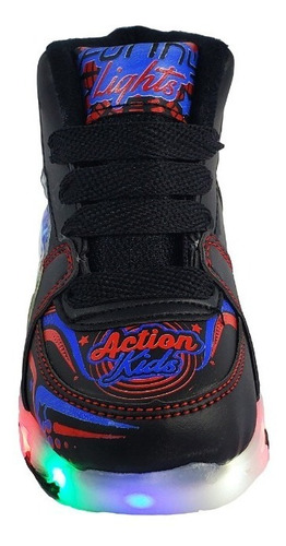 Tenis Niño Bota Sonic Luces Led Azul Botin The Hedgehog