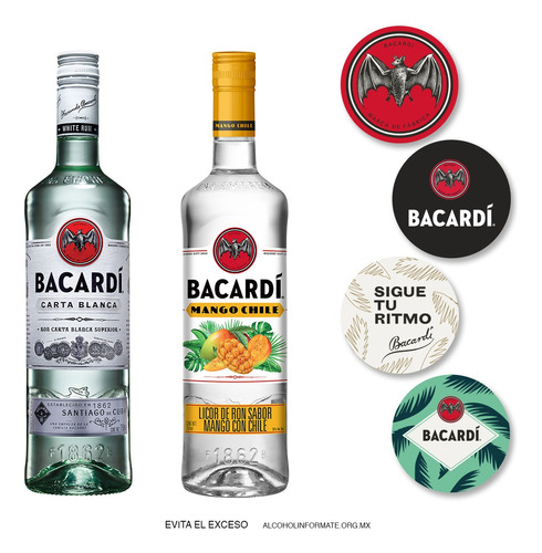 Bacardí Blanco + Bacardí Mango 750ml + Portavasos De Regalo