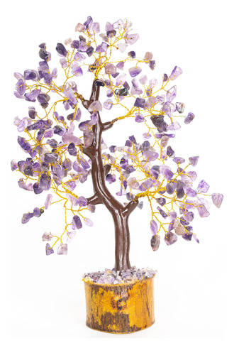 Árbol De Cristal De Amatista Con Cuentas Decoración Morada D