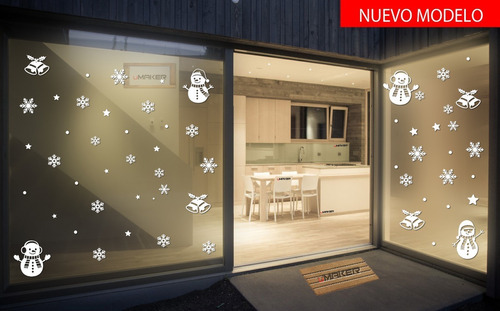 Vinil Navideño Copos O Renos Reutilizables Para Ventana