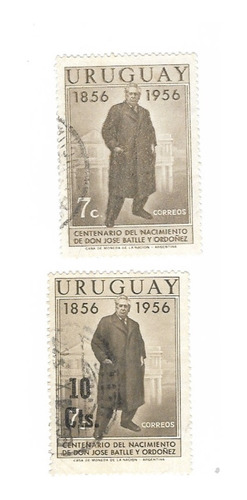 Lt1479. Par De Sellos De Uruguay 1956 Y Sobrecarga 1957