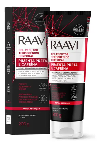 comprar Gel Redutor Termogênico Pimenta Preta E Cafeína Raavi 200g Tipo de embalagem Bisnaga Fragrância Pimenta preta