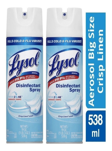 Lysol Desinfectante En Spray 19oz X2