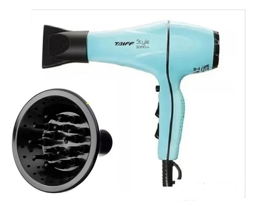 Secador De Cabelo Taiff Style 2000w Azul Com Difusor Cachos 110v