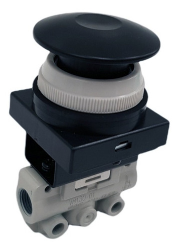 Válvula Botón Pulsador Hongo Negro 3/2 Mando Manual Rc 1/8