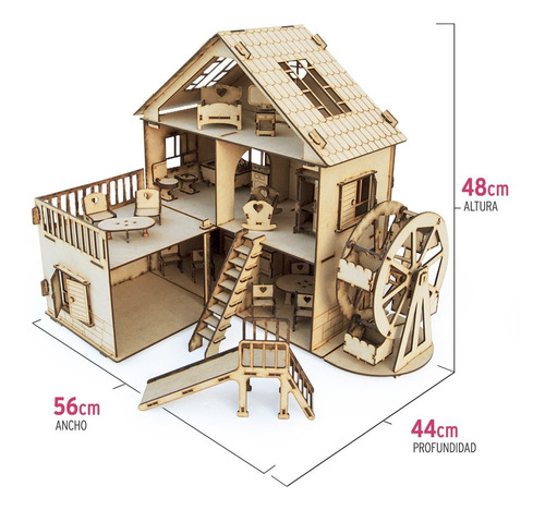 Casita Casa De Muñeca Vuelta Al Mundo 32 Muebles Fibrofacil