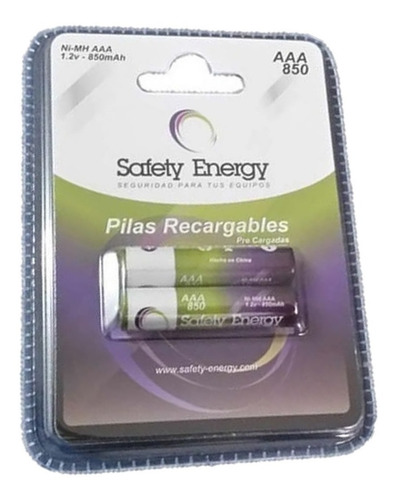 2 Pilas Aaa Recargable Safety Energy 1.2v Baja Autodescarga