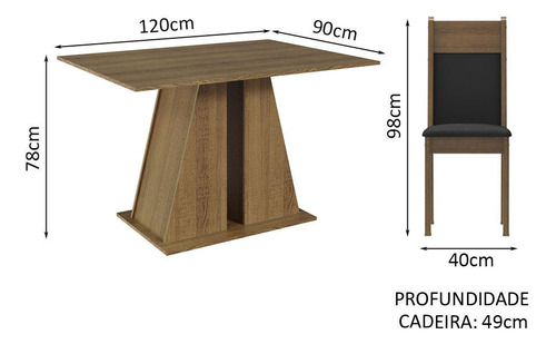 Juego De Comedor Con Mesa Y 4 Sillas Madesa Agnes Mn
