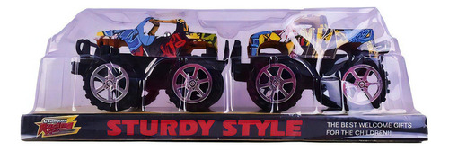 Vehículo Camioneta Pull Back X 2 De Colores Sturdy Style Color Negro
