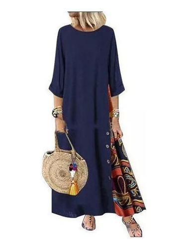 Vestido Largo De Estilo Bohemio Con Mangas 3/4 Para Mujer, C