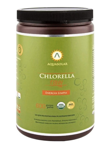 Chlorella Raw / 600gr Polvo / 100% Orgánico / Aquasolar