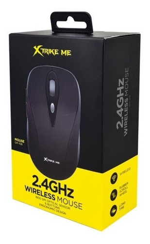 Mouse Inalámbrico Óptico Negro Xtrike Me