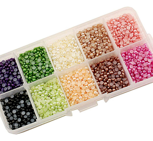 3mm Assorted Color Flat Back Pearl In Storage Box Set 2...