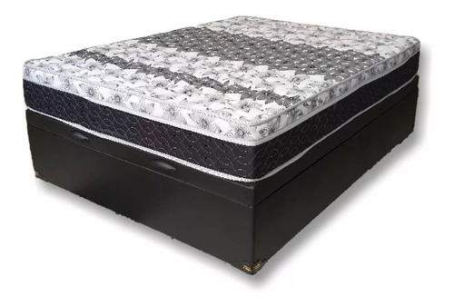 Cama Box Baú Viúva Especial + Colchão Castor Molas 120x203 Cor Corino Preto