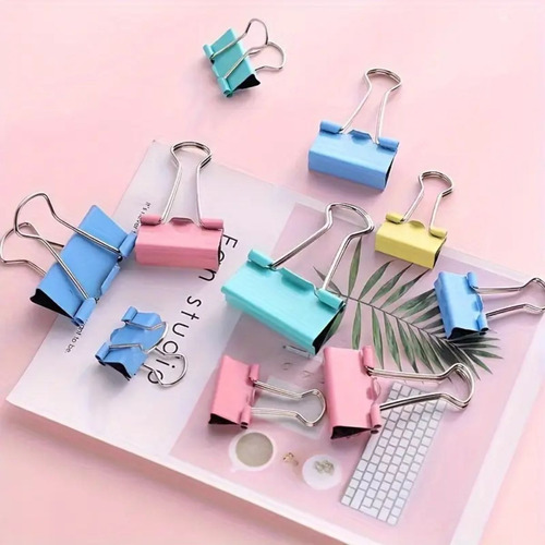 12un Prendedores De Papel Grampo Clips Coloridos Kit 51mm Cor Coloridos - 51mm 12un