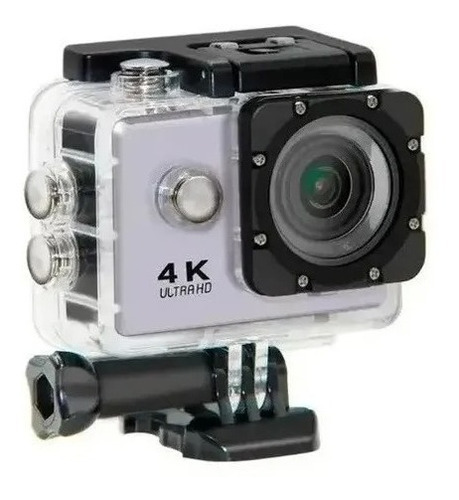 Camara Deportiva 4k Hd Wifi Control Sumergible Tipo Go Pro Color Plateado