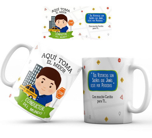 Mug Pocillo Conductor Regalo Aquí Toma Taza Profesion