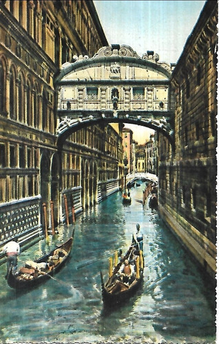 Tarjeta Postal Puente De Los Suspiros Venecia Italia