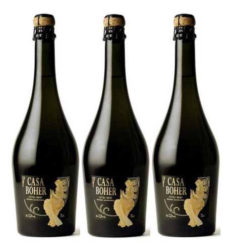 Champagne Casa Boher Extra Brut 750 Ml Espumante X3