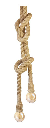 Luminária De Teto Rústica Pendente De Corda Duplo 1,80mts Estrutura Natural 110v/220v