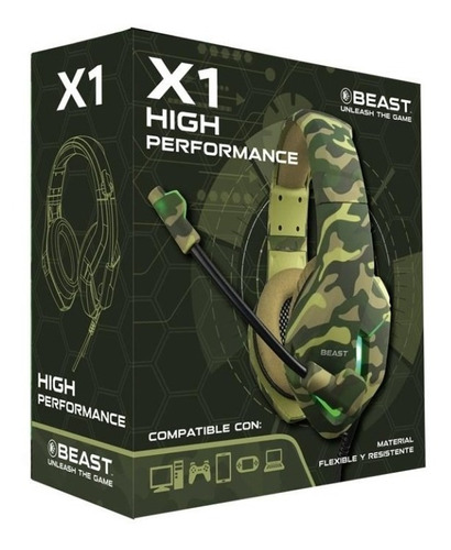 Auriculares De Alto Rendimiento Beast X1 Militar Color Verde