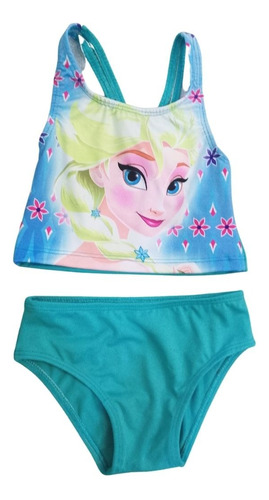 Traje Baño Dos Piezas Frozen Elsa Hermoso Niña