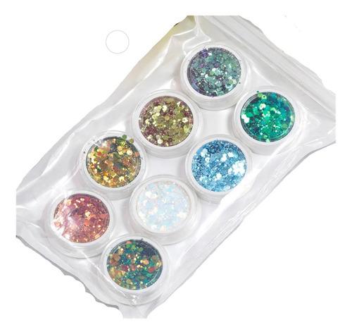 8 Lentejuelas Glitter Nácar Decoración Uñas Ojos Cuerpo