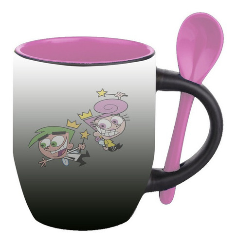 Mug Magico Con Cuchara Dibujos Animados   R48
