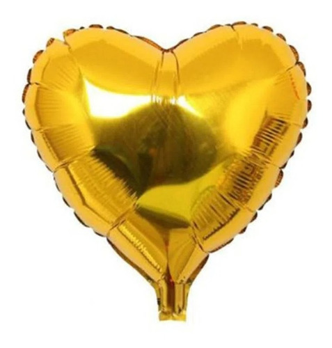 Balão Metalizado Coração Dourado 45*45cm -  Kit 10 Balões