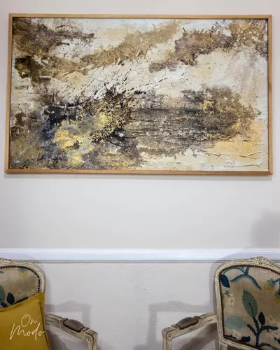 Cuadros Modernos Abstractos Pintados A Mano Sillon Living Texturados - $  89.500