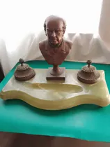 Comprar Tintero Escribanía De Mármol Y  Busto De Sarmiento En Bronce
