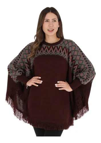 Sueter Tejido Capa Poncho Mexicano Para Mujer