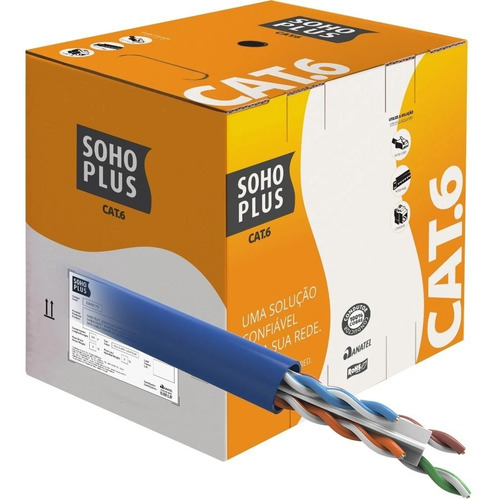 Kit 15 Un Cabo De Rede 1,5m Cat6 Furukawa Rj45 Azul Gigabit