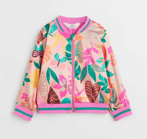 Chaqueta Campera Saten Beba H&m Flores 1/2 A 2 Años