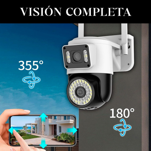 Cámara Ip Wifi Seguridad Inalámbrica Antirobo 2 Lentes Espia Blanco