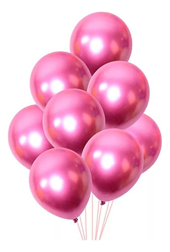 Balão Bexiga Metalizada Pink N°9 Happy Day C/25 Unid