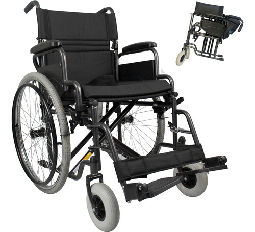 Cadeira De Rodas Para Idosos Adultos Até 120kg D400 T46 Cor Preto
