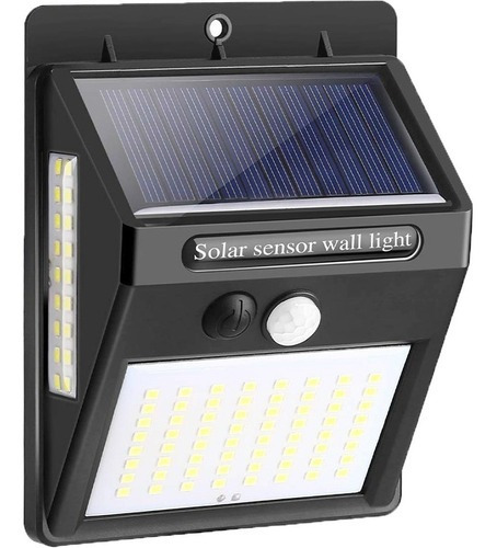 Lampara Solar 100 Led Exterior Sensor Movimiento Impermeable Color Negro
