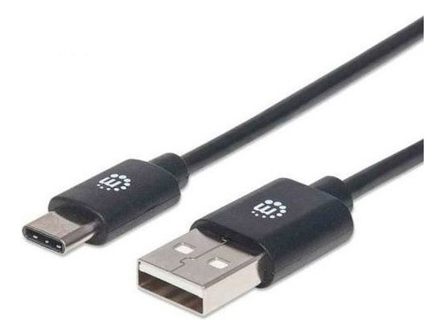 Cable Usb C A Usb Macho Macho 2,0 Mts Manhattan Backup Color Negro