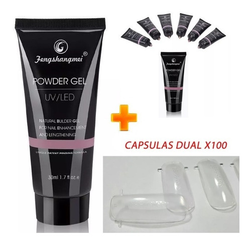 Polygel Powder Gel 50ml Uñas Esculpidas Uv/led + Capsulas