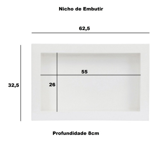 Imagem 3 de 3 de Nicho Para Banheiro E Cozinha Parede Embutir 30x60cm Cores